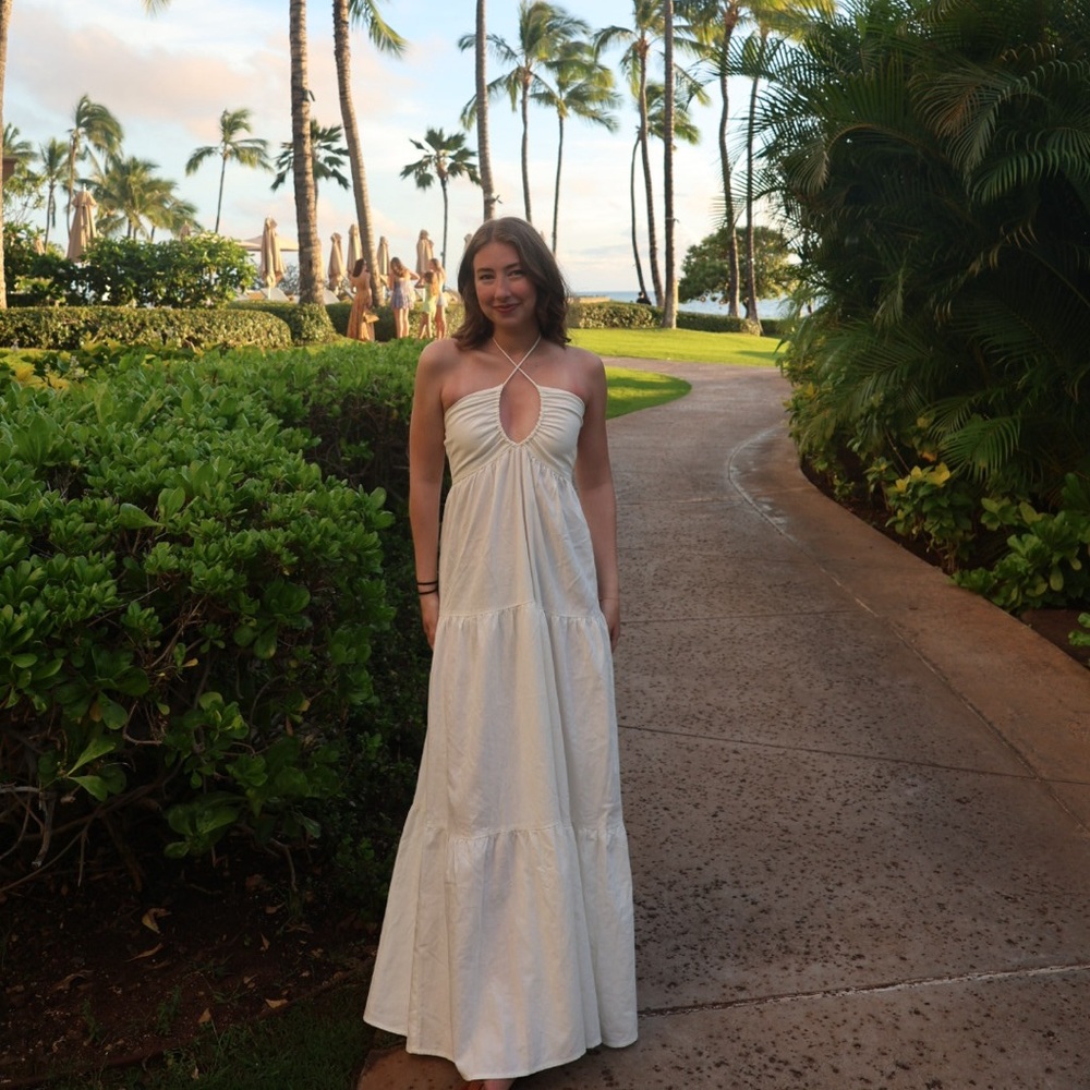 Princess Polly White Maxi Dress with Keyhole Bodice
